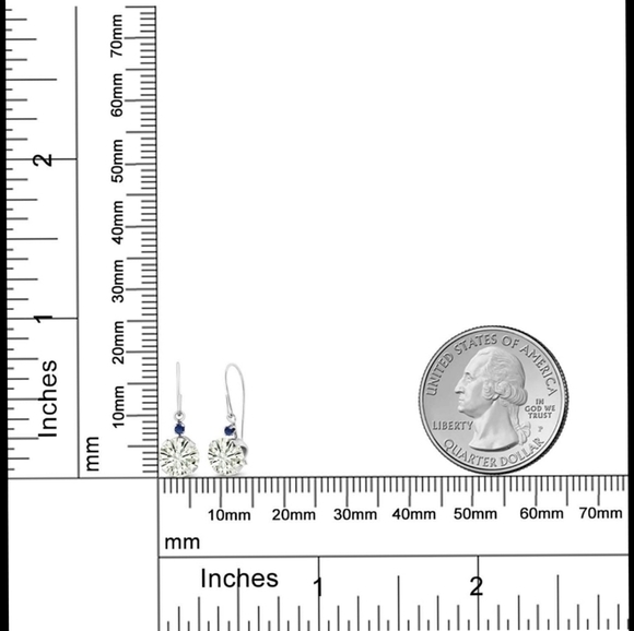 CERTIFIED 14K White Gold 1.64ct Diamond Sapphire Earrings Anniversary Gift - Picture 3 of 4